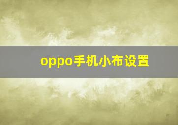 oppo手机小布设置