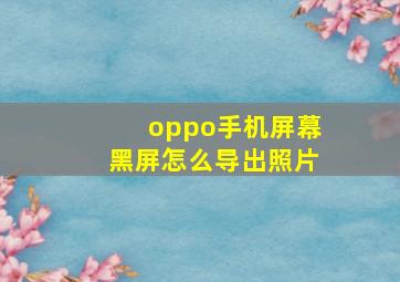 oppo手机屏幕黑屏怎么导出照片