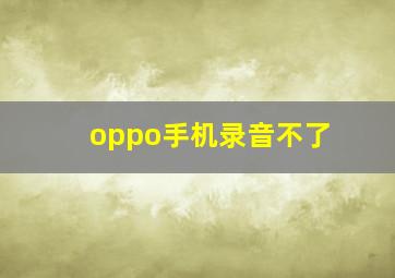 oppo手机录音不了