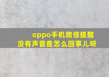 oppo手机微信提醒没有声音是怎么回事儿呀