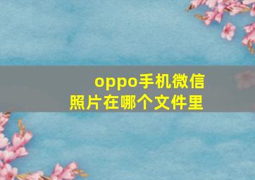 oppo手机微信照片在哪个文件里