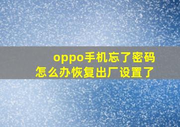 oppo手机忘了密码怎么办恢复出厂设置了