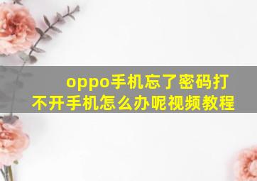 oppo手机忘了密码打不开手机怎么办呢视频教程