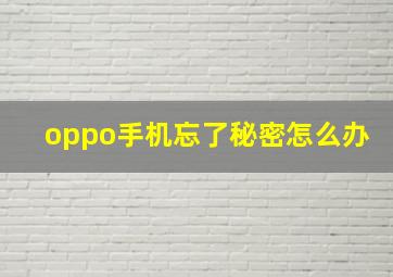 oppo手机忘了秘密怎么办