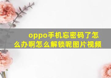 oppo手机忘密码了怎么办啊怎么解锁呢图片视频