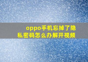 oppo手机忘掉了隐私密码怎么办解开视频