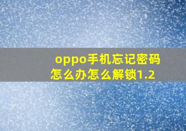 oppo手机忘记密码怎么办怎么解锁1.2