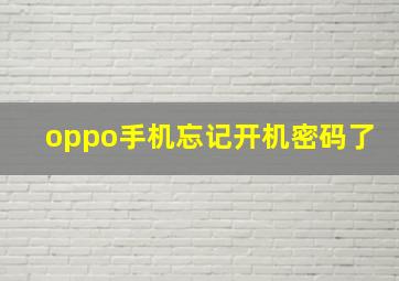 oppo手机忘记开机密码了