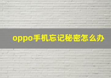 oppo手机忘记秘密怎么办