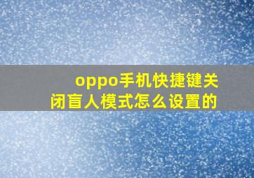 oppo手机快捷键关闭盲人模式怎么设置的