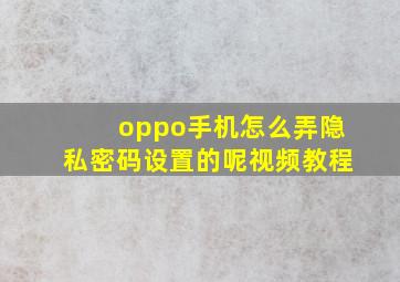 oppo手机怎么弄隐私密码设置的呢视频教程