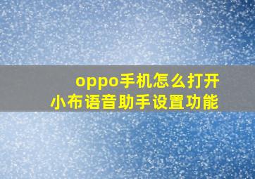 oppo手机怎么打开小布语音助手设置功能