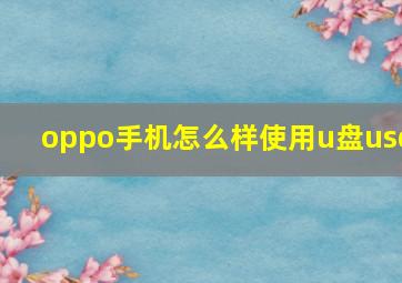 oppo手机怎么样使用u盘usd