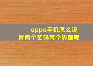 oppo手机怎么设置两个密码两个界面呢