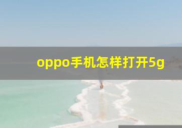 oppo手机怎样打开5g