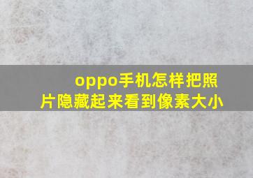 oppo手机怎样把照片隐藏起来看到像素大小