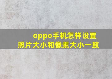 oppo手机怎样设置照片大小和像素大小一致