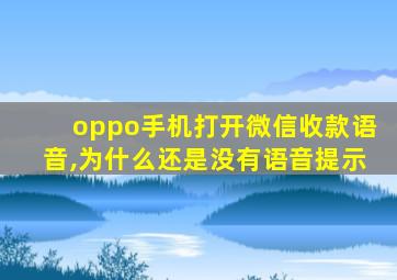 oppo手机打开微信收款语音,为什么还是没有语音提示