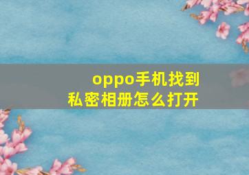 oppo手机找到私密相册怎么打开