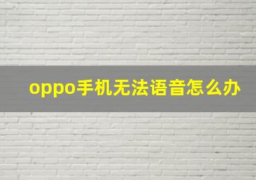 oppo手机无法语音怎么办