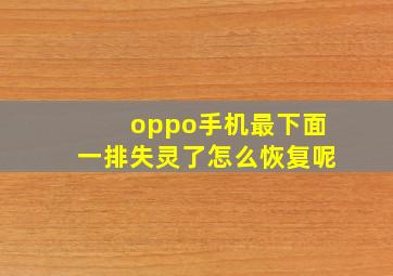 oppo手机最下面一排失灵了怎么恢复呢