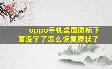 oppo手机桌面图标下面没字了怎么恢复原状了