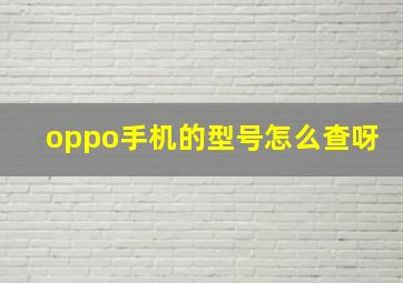 oppo手机的型号怎么查呀