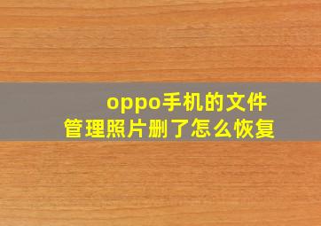 oppo手机的文件管理照片删了怎么恢复