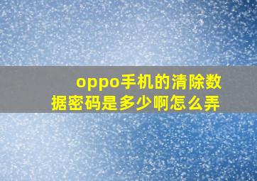 oppo手机的清除数据密码是多少啊怎么弄