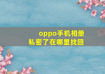 oppo手机相册私密了在哪里找回