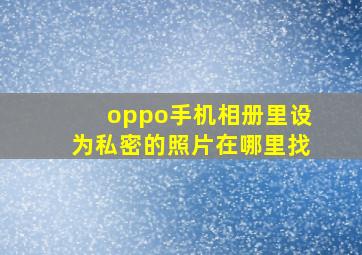 oppo手机相册里设为私密的照片在哪里找