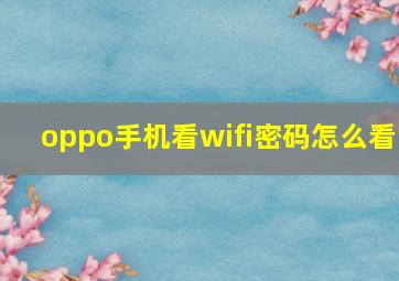 oppo手机看wifi密码怎么看