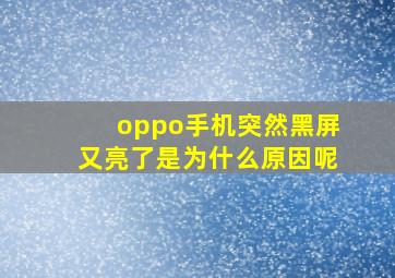 oppo手机突然黑屏又亮了是为什么原因呢