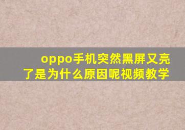 oppo手机突然黑屏又亮了是为什么原因呢视频教学