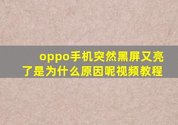 oppo手机突然黑屏又亮了是为什么原因呢视频教程