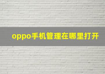 oppo手机管理在哪里打开