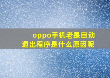 oppo手机老是自动退出程序是什么原因呢