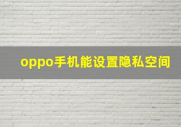 oppo手机能设置隐私空间