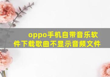 oppo手机自带音乐软件下载歌曲不显示音频文件