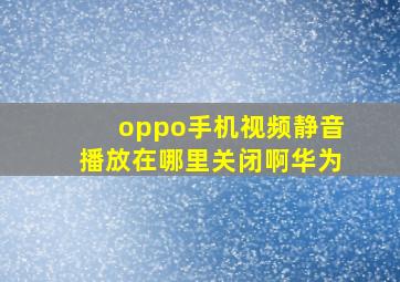 oppo手机视频静音播放在哪里关闭啊华为