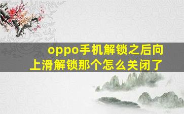 oppo手机解锁之后向上滑解锁那个怎么关闭了