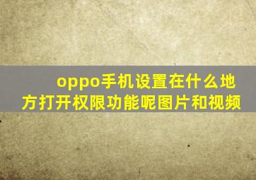 oppo手机设置在什么地方打开权限功能呢图片和视频