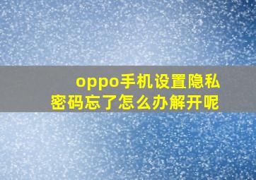 oppo手机设置隐私密码忘了怎么办解开呢