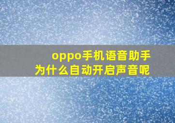 oppo手机语音助手为什么自动开启声音呢