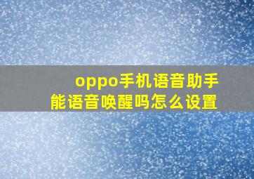 oppo手机语音助手能语音唤醒吗怎么设置