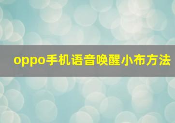 oppo手机语音唤醒小布方法