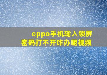 oppo手机输入锁屏密码打不开咋办呢视频