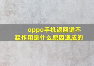 oppo手机返回键不起作用是什么原因造成的