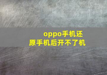 oppo手机还原手机后开不了机