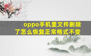 oppo手机里文件删除了怎么恢复正常格式不变